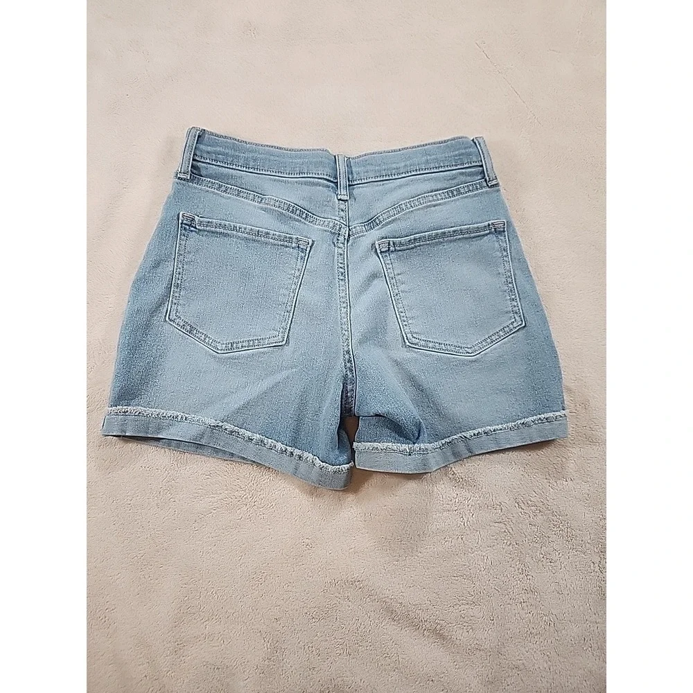 Old Navy Jean Shorts Girls 16 High Rise Light Wash Lace Trim Adjustable Waist‎